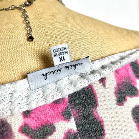 White Birtch Pink & White Leopard Print Long Sleeve Sweater Y2K Size L/XL - Picture 7 of 8
